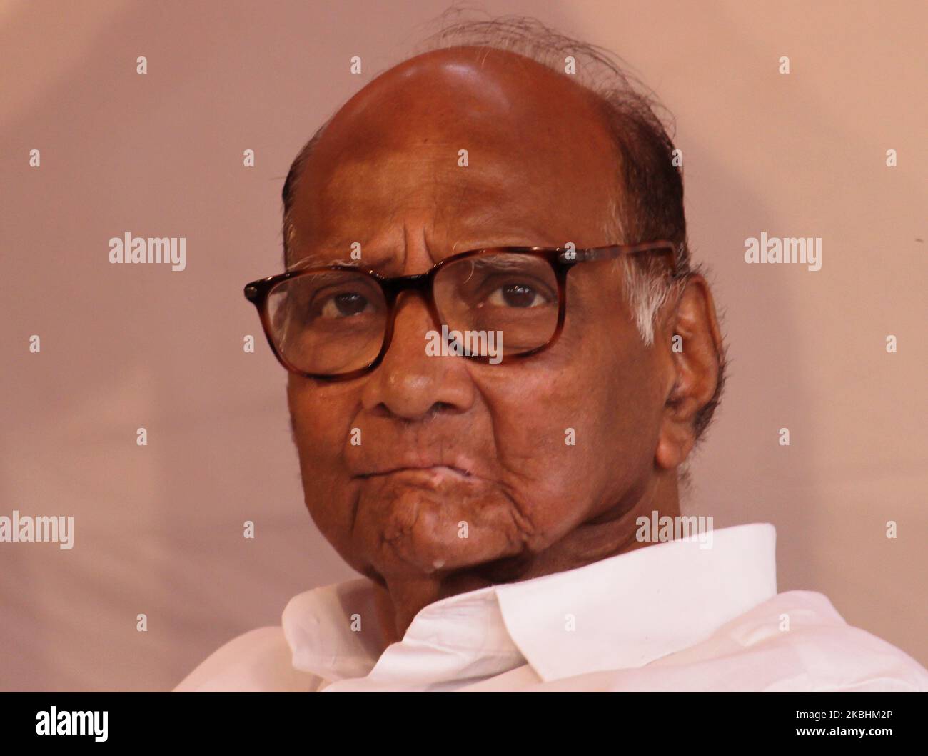 The Nationalist Congress Party (NCP) chief Sharad Pawar looks on during an event on February 23, 2020 in Mumbai, India. (Photo by Himanshu Bhatt/NurPhoto) Stock Photo