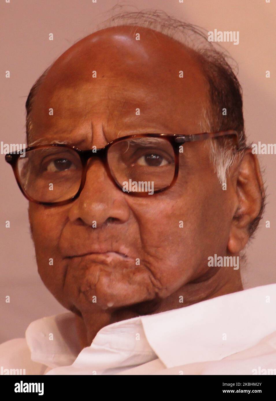 The Nationalist Congress Party (NCP) chief Sharad Pawar looks on during an event on February 23, 2020 in Mumbai, India. (Photo by Himanshu Bhatt/NurPhoto) Stock Photo