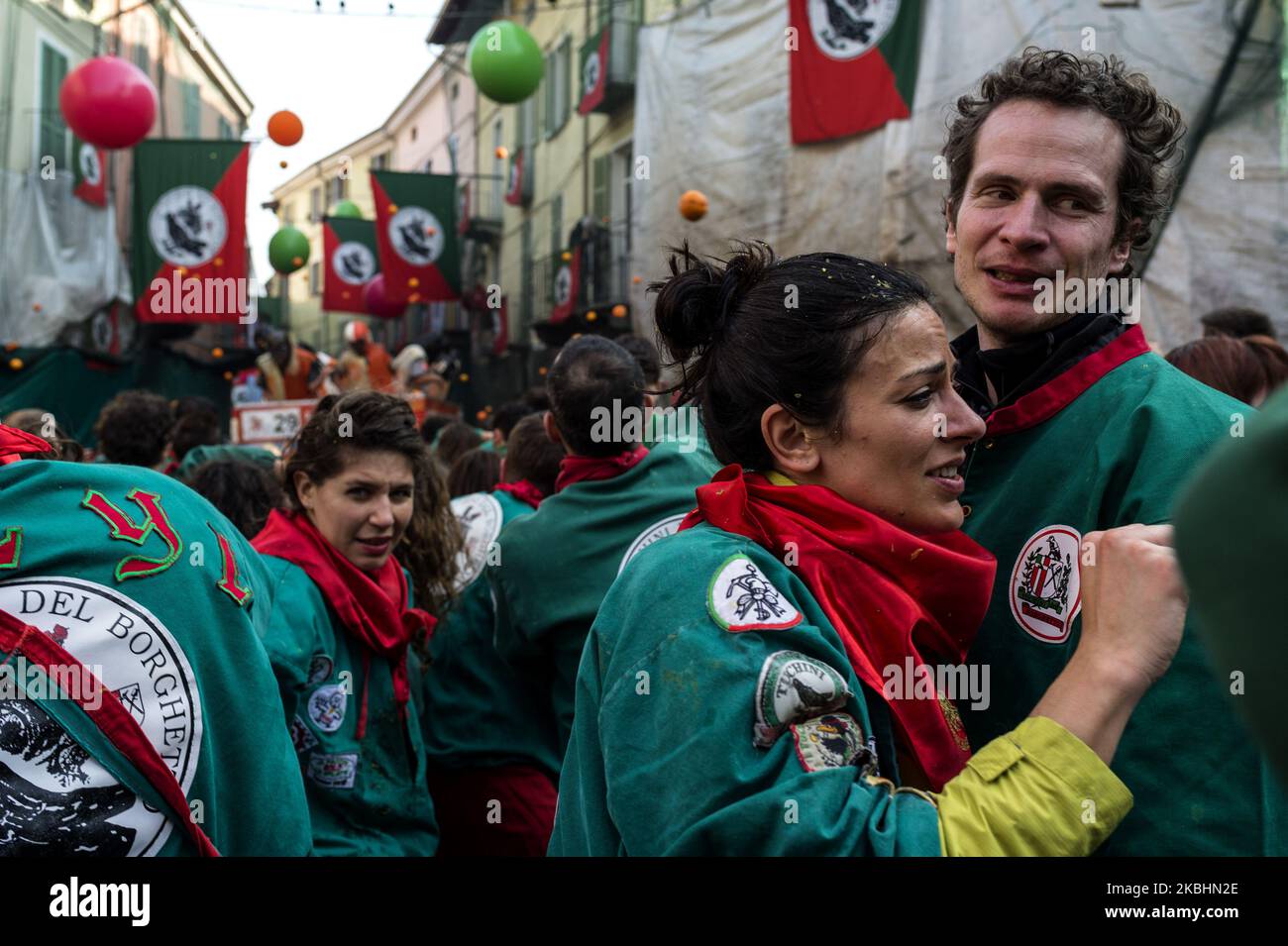 A general view of during Ivrea Carnival 2020 on February 23, 2020 in ...
