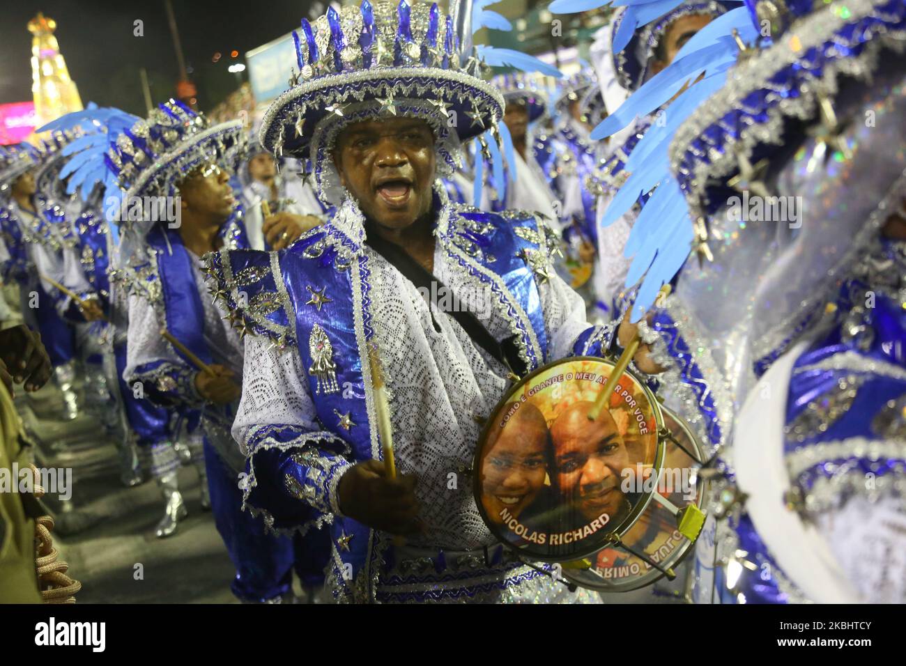 A member of School Beija Flor de Nilopolis samba school performs during ...