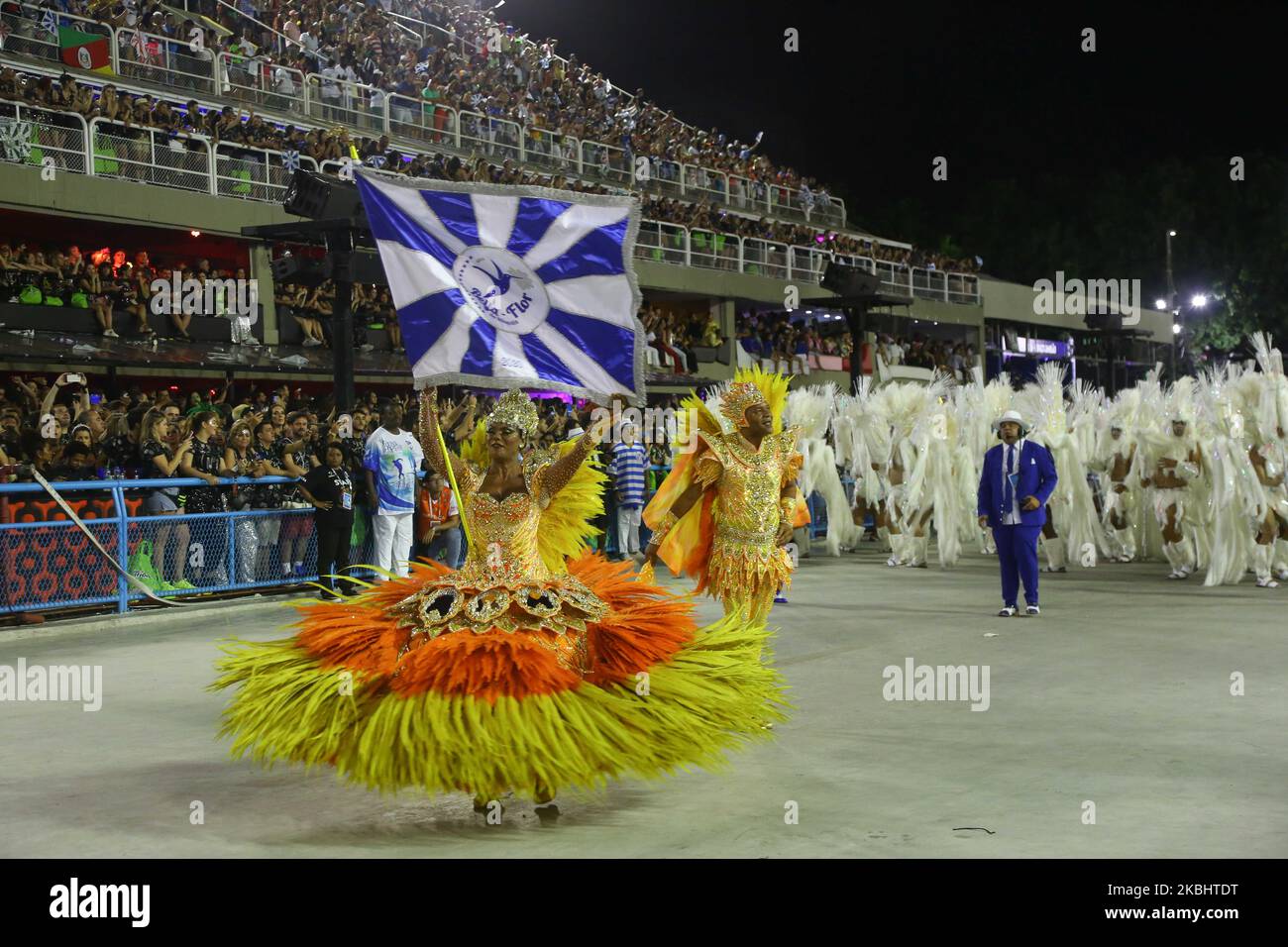 A member of School Beija Flor de Nilopolis samba school performs during ...