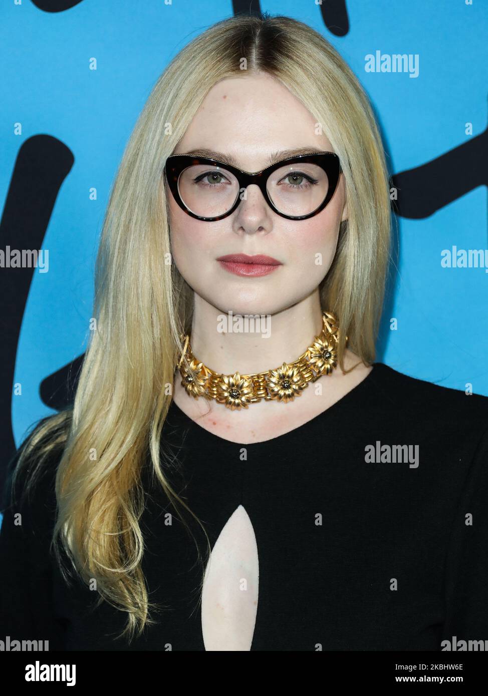 HOLLYWOOD, LOS ANGELES, CALIFORNIA, USA - FEBRUARY 24: Actress Elle Fanning wearing Gucci arrives at the Los Angeles Special Screening Of Netflix's 'All The Bright Places' held at ArcLight Hollywood on February 24, 2020 in Hollywood, Los Angeles, California, United States. (Photo by Xavier Collin/Image Press Agency/NurPhoto) Stock Photo