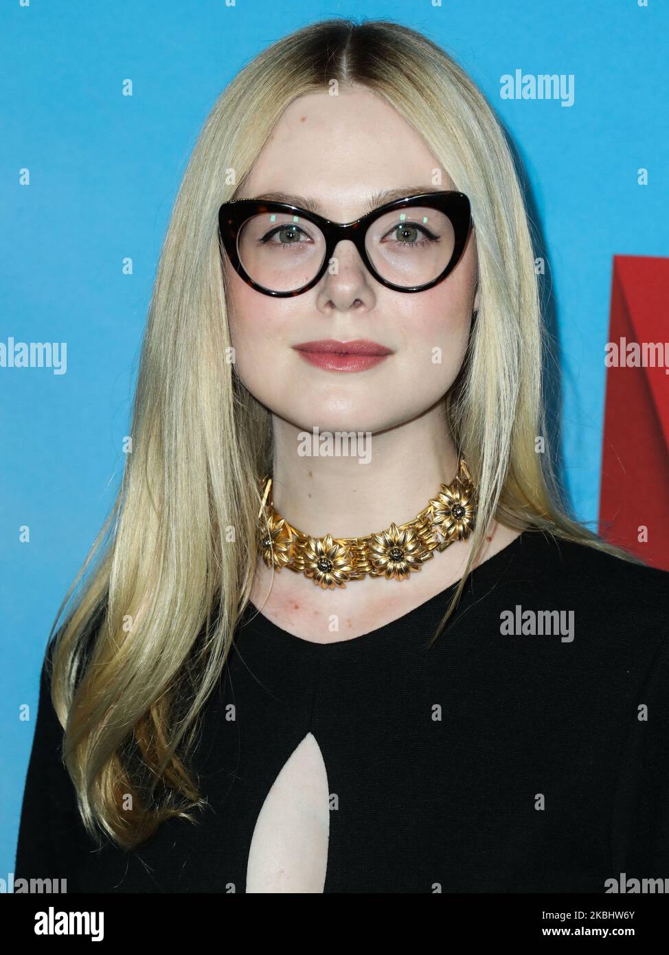 HOLLYWOOD, LOS ANGELES, CALIFORNIA, USA - FEBRUARY 24: Actress Elle Fanning wearing Gucci arrives at the Los Angeles Special Screening Of Netflix's 'All The Bright Places' held at ArcLight Hollywood on February 24, 2020 in Hollywood, Los Angeles, California, United States. (Photo by Xavier Collin/Image Press Agency/NurPhoto) Stock Photo