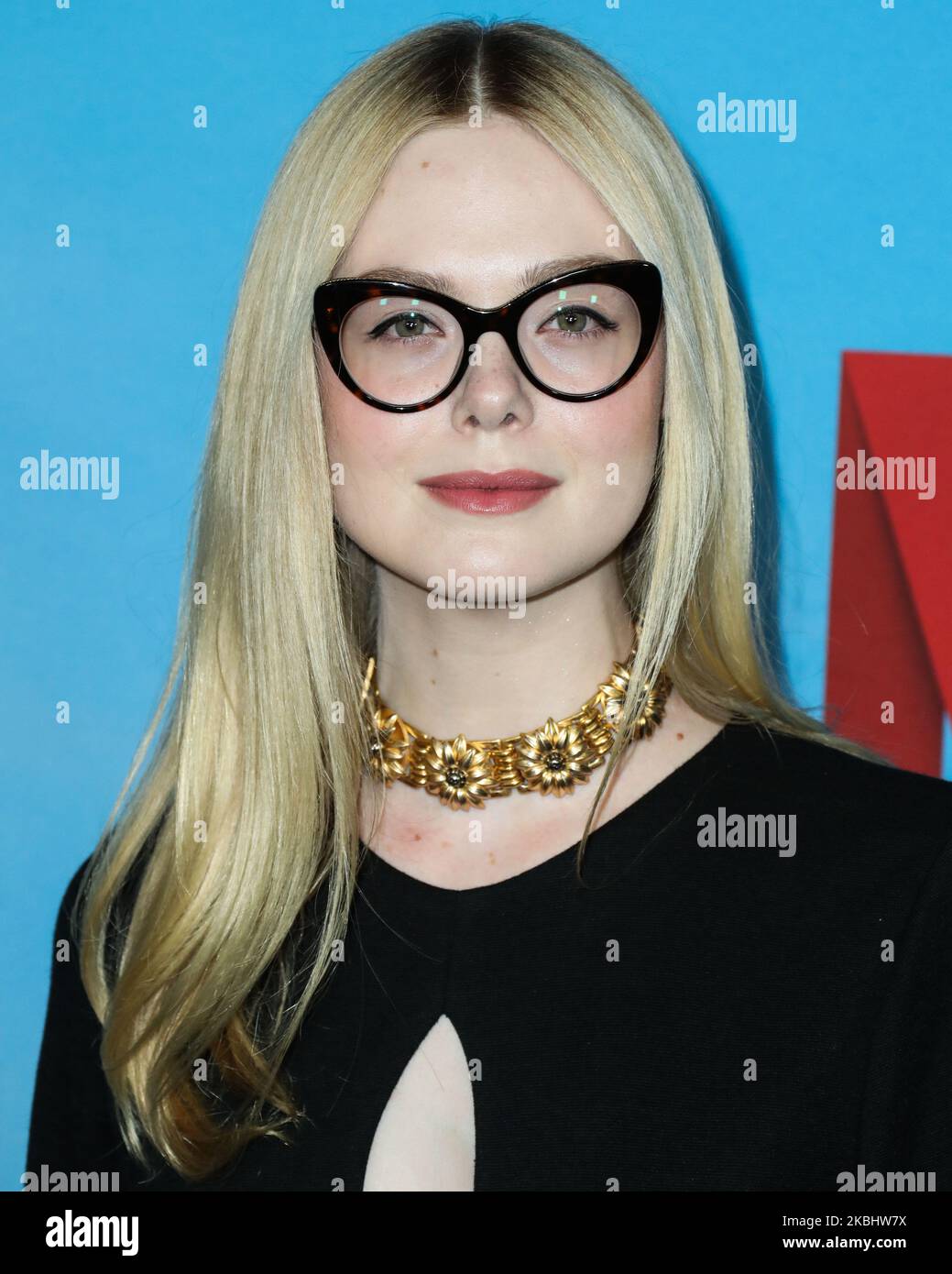 HOLLYWOOD, LOS ANGELES, CALIFORNIA, USA - FEBRUARY 24: Actress Elle Fanning wearing Gucci arrives at the Los Angeles Special Screening Of Netflix's 'All The Bright Places' held at ArcLight Hollywood on February 24, 2020 in Hollywood, Los Angeles, California, United States. (Photo by Xavier Collin/Image Press Agency/NurPhoto) Stock Photo