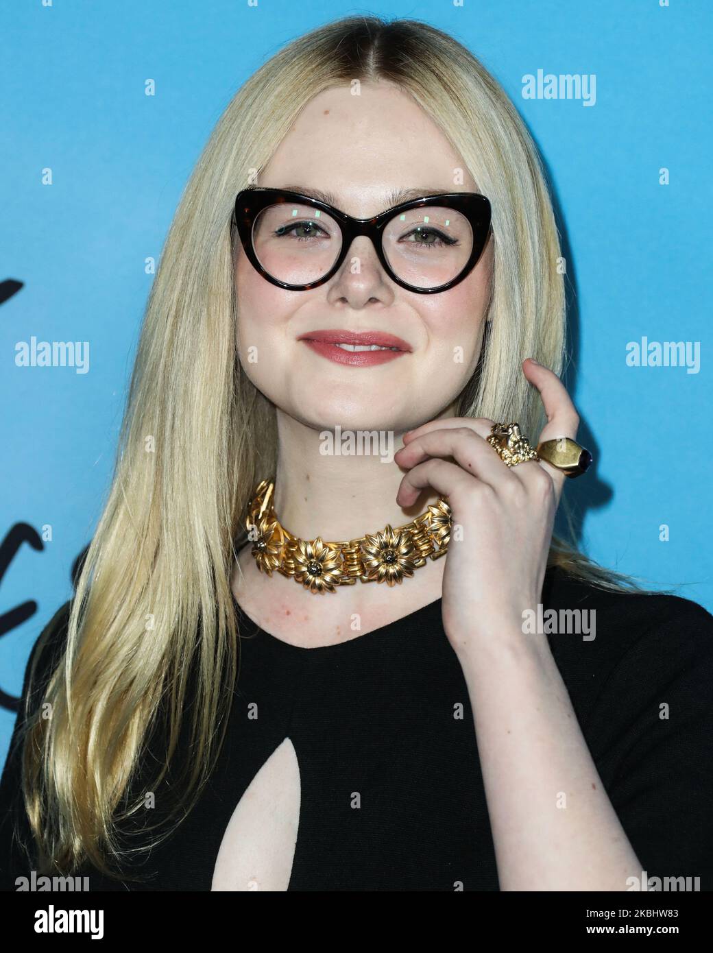 HOLLYWOOD, LOS ANGELES, CALIFORNIA, USA - FEBRUARY 24: Actress Elle Fanning wearing Gucci arrives at the Los Angeles Special Screening Of Netflix's 'All The Bright Places' held at ArcLight Hollywood on February 24, 2020 in Hollywood, Los Angeles, California, United States. (Photo by Xavier Collin/Image Press Agency/NurPhoto) Stock Photo