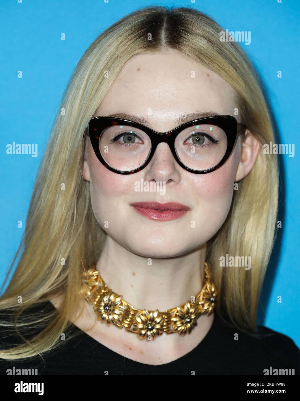 HOLLYWOOD, LOS ANGELES, CALIFORNIA, USA - FEBRUARY 24: Actress Elle Fanning wearing Gucci arrives at the Los Angeles Special Screening Of Netflix's 'All The Bright Places' held at ArcLight Hollywood on February 24, 2020 in Hollywood, Los Angeles, California, United States. (Photo by Xavier Collin/Image Press Agency/NurPhoto) Stock Photo