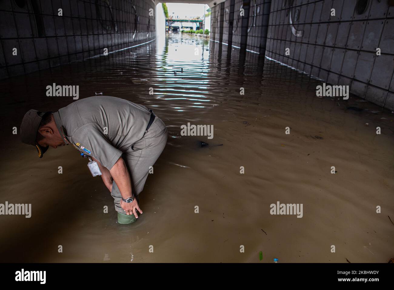 A general view of Jakarta, after heavy rains in Jakarta, Indonesia, on February 25, 2020. (Photo by Donal Husni/NurPhoto) Stock Photo