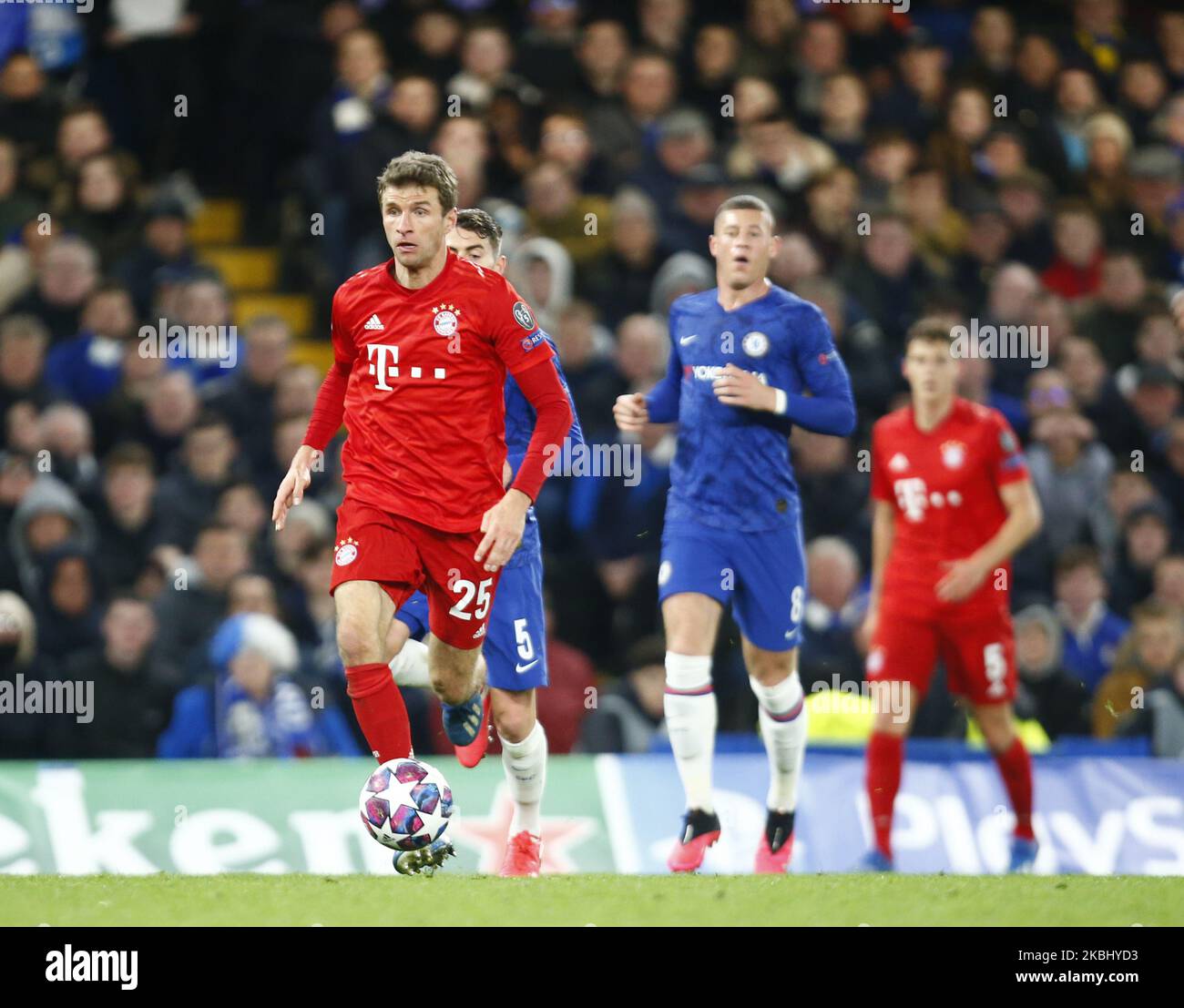 Thomas Muller of FC Bayernn Munich in action during Champion League Round 16 1st Leg between Chelsea and Bayern Munchen at Stanford Bridge Stadium , London, England on 25 February 2020 (Photo by Action Foto Sport/NurPhoto) Stock Photo