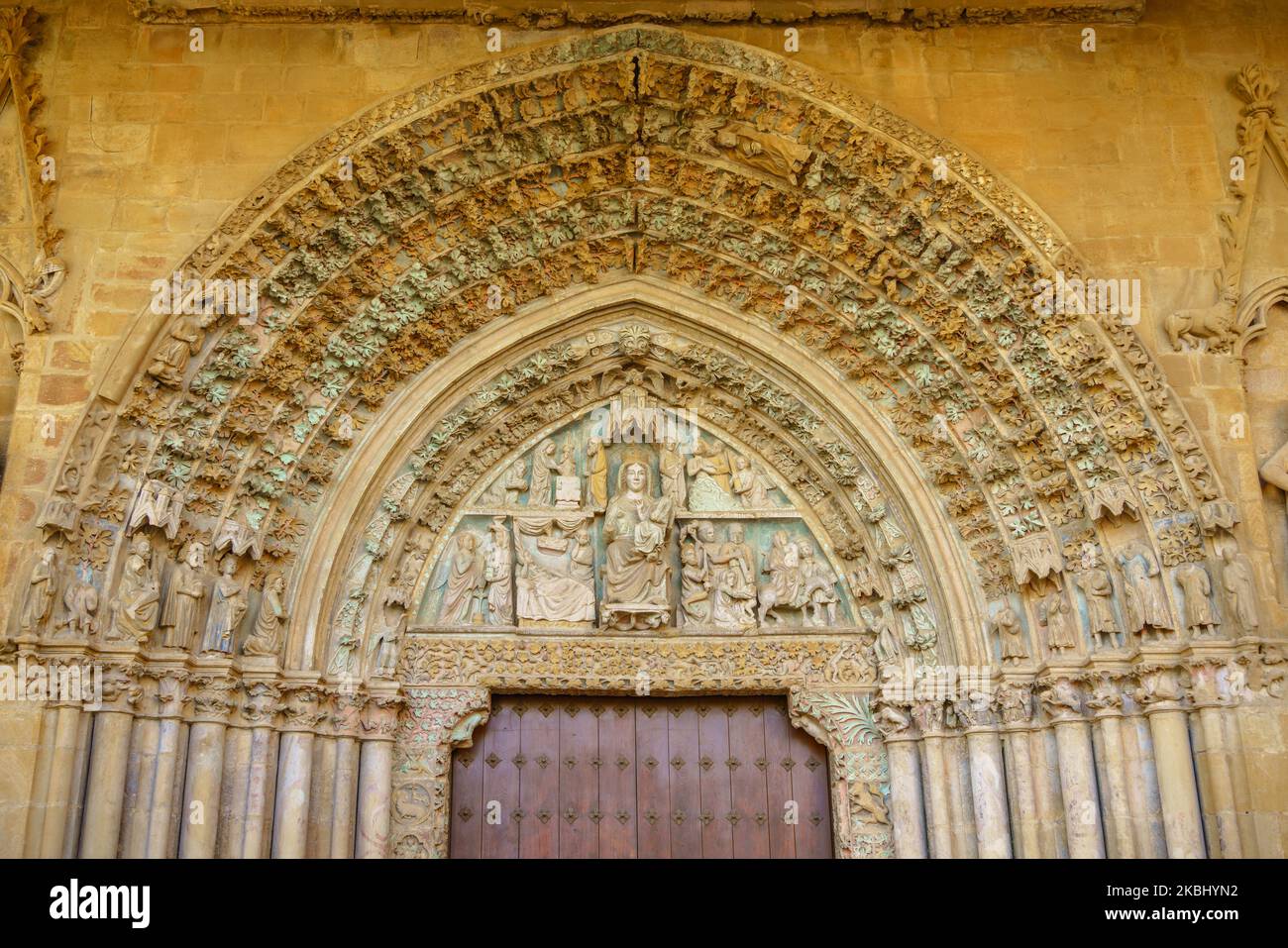 Olite, Spain. August 9, 2022. Monumental arch of Santa María la Real de ...