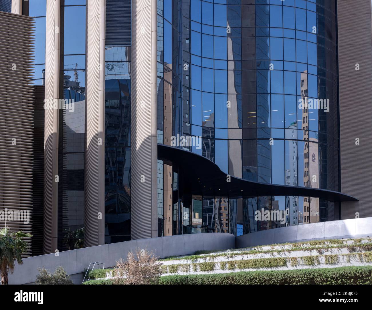 entrance, National Bank of Kuwait tower, designed by Norman Forster and