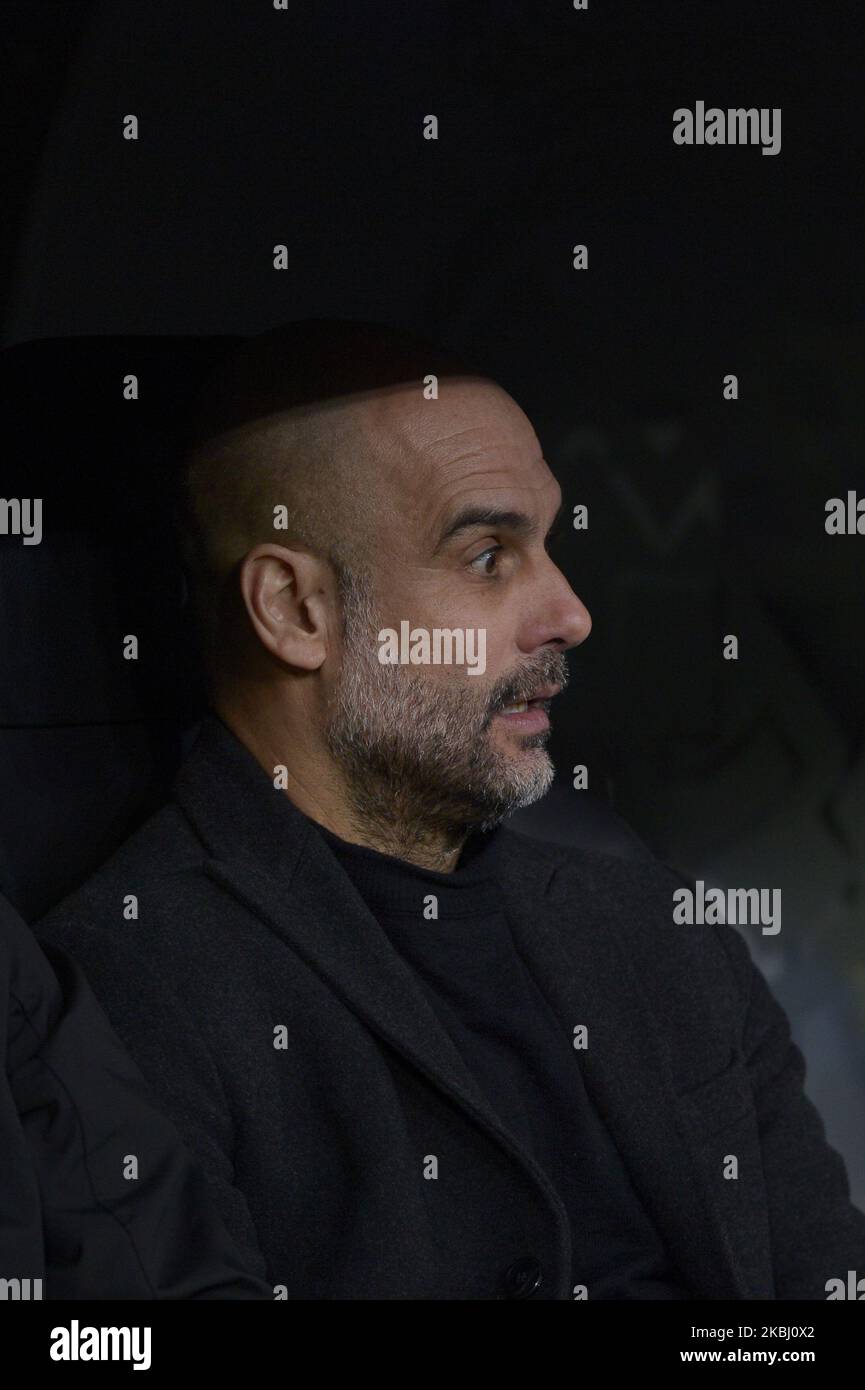 Josep Guardiola coach of Manchester City during a match between Real Madrid vs Manchester City for UEFA Champions League League at Santiago Bernabeu in Madrid, Spain, on February 26, 2020. (Photo by Patricio Realpe/ChakanaNews/NurPhoto) Stock Photo