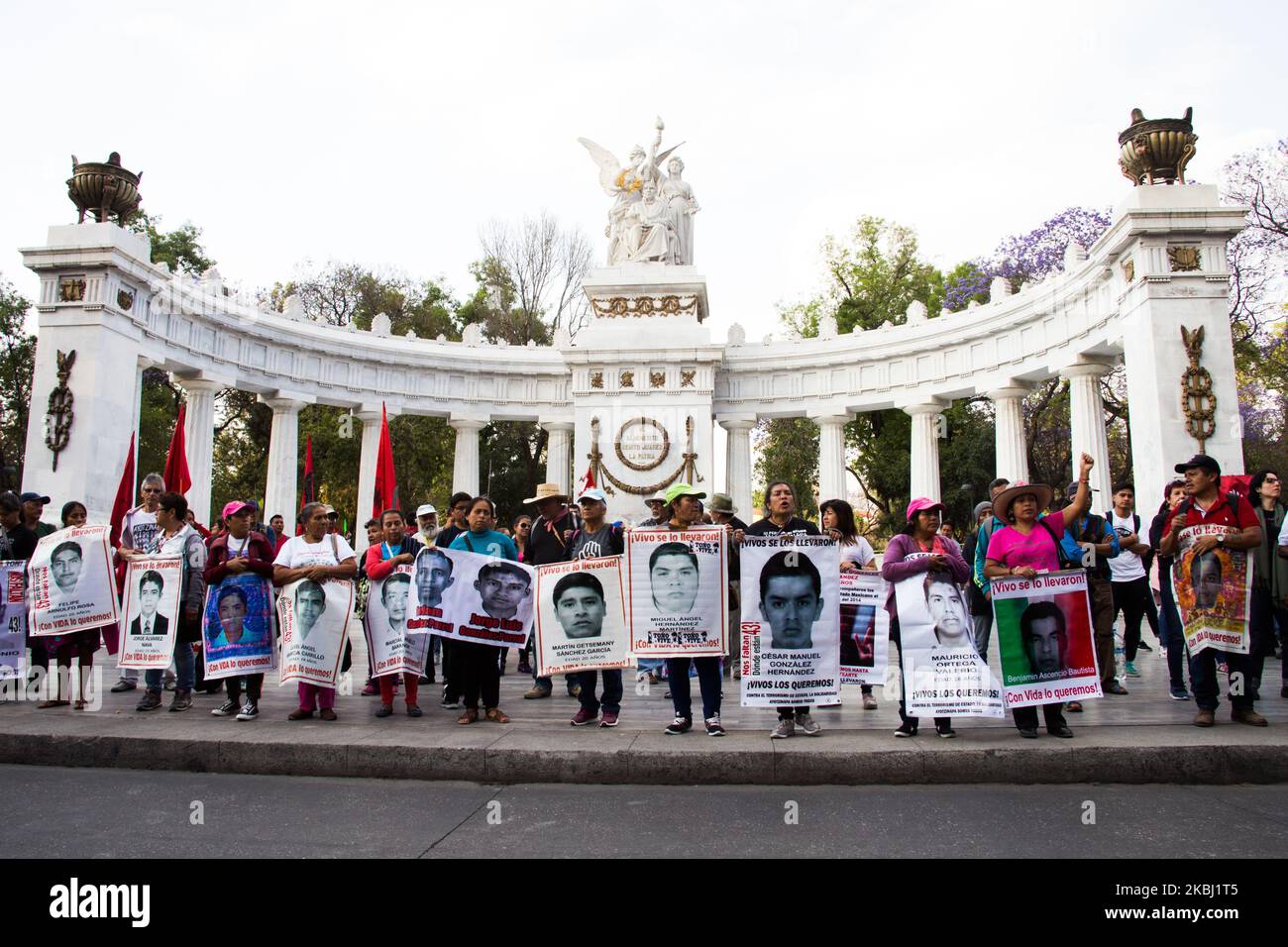 Thousands of students and parents of the 43 missing students of Ayotzinapa 65 months after the forced disappearance held, as every month, a demonstration, demanding justice in Mexico City, Mexico, on February 26, 2020. (Photo by Cristian Leyva/NurPhoto) Stock Photo