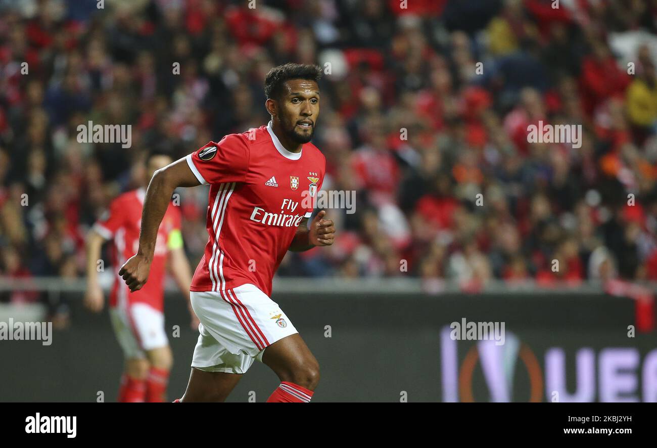 Dyego Sousa of SL Benfica in action during the UEFA Europa League Round of 32 -Second Leg match between SL Benfica and Shakhtar Donetsk at Estadio da Luz on February 27, 2020 in Lisbon, Portugal. (Photo by Paulo Nascimento/NurPhoto) Stock Photo