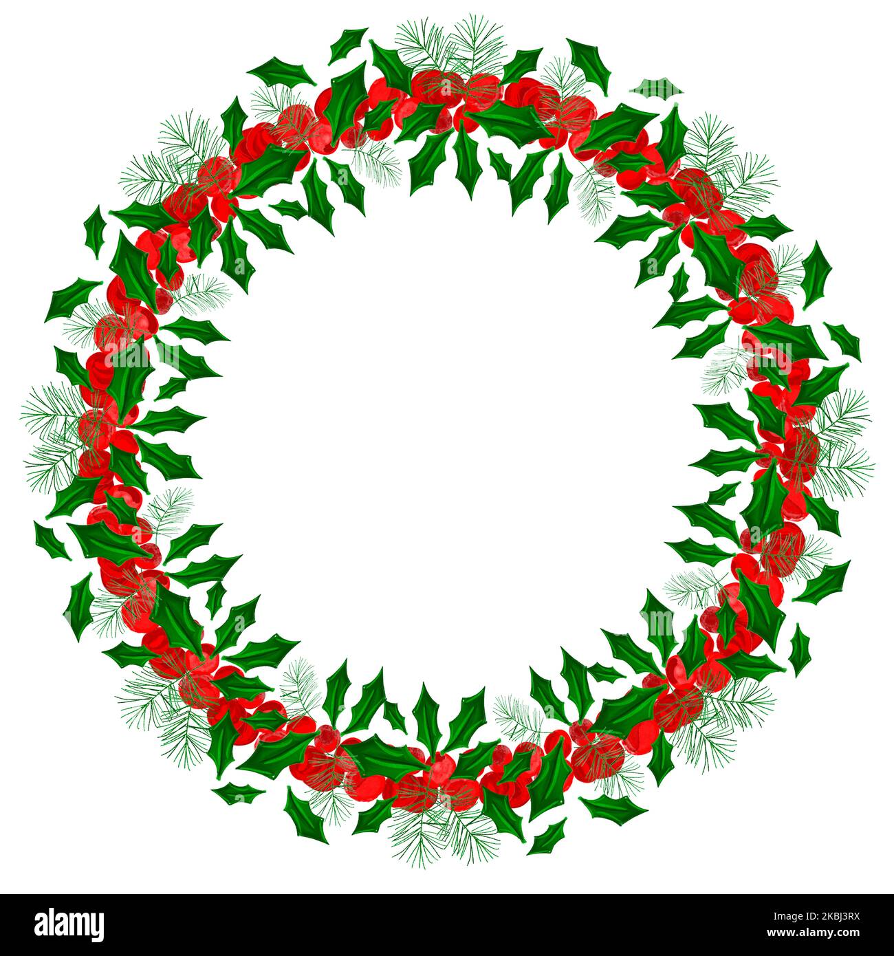 Merry Christmas wreath for different decorating purposes. Stock illustration. Stock Photo