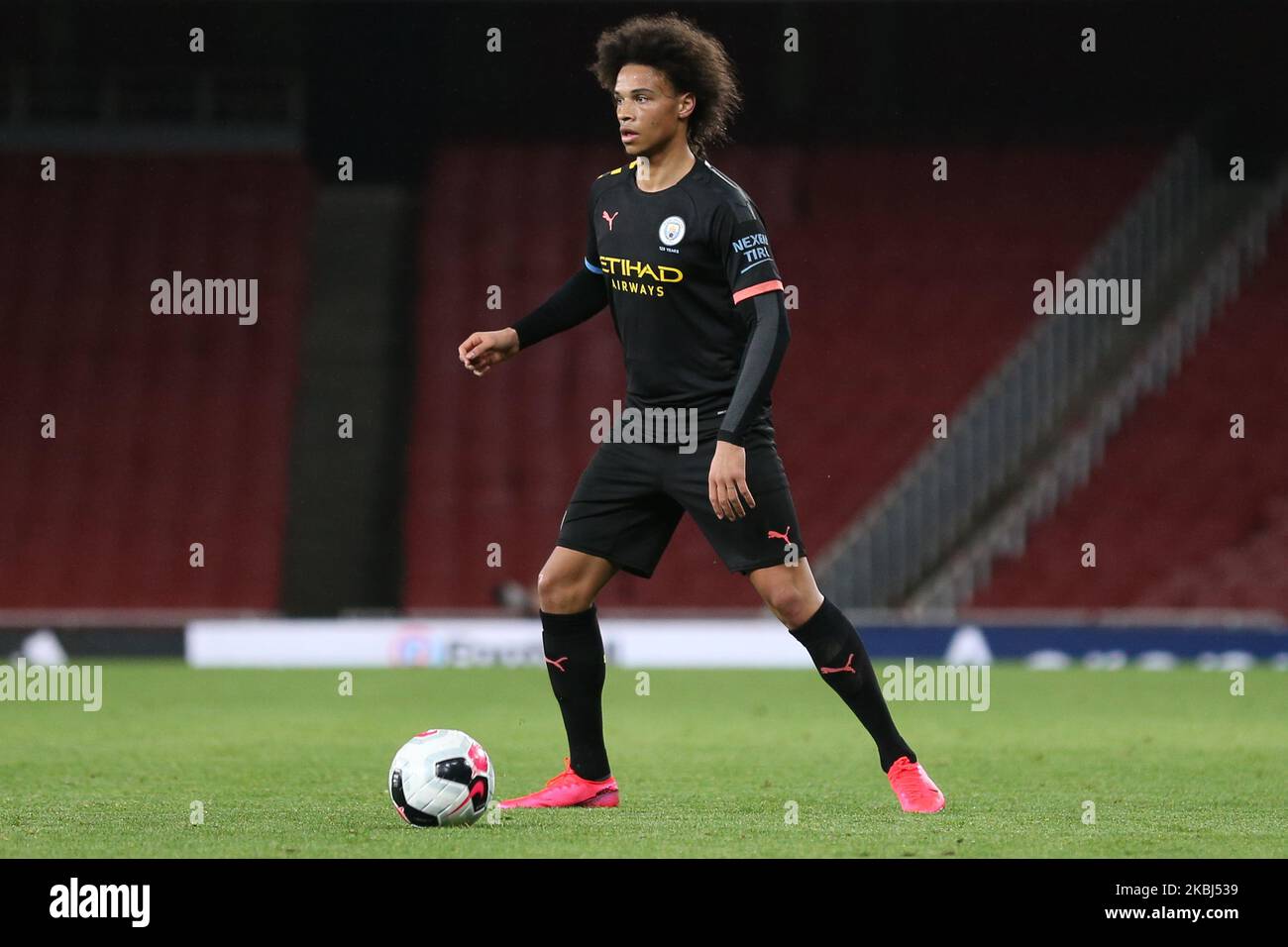 Leroy Sane of Manchester City u23 during the Premier League 2 match between Arsenal Under 23 and Manchester City Under 23 at the Emirates Stadium, London on Saturday 29th February 2020. (Photo by Jacques Feeney/MINews/NurPhoto) Stock Photo