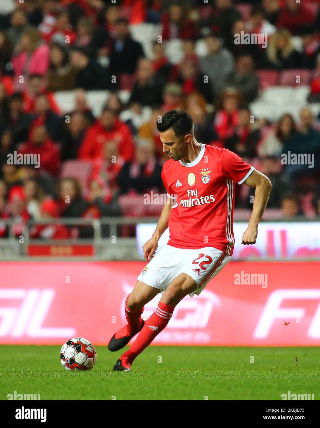 Andreas Samaris of SL Benfica in action during the Liga NOS match between SL Benfica and Moreirense FC at Estadio da Luz on March 2, 2020 in Lisbon, Portugal. (Photo by Paulo Nascimento/NurPhoto) Stock Photo