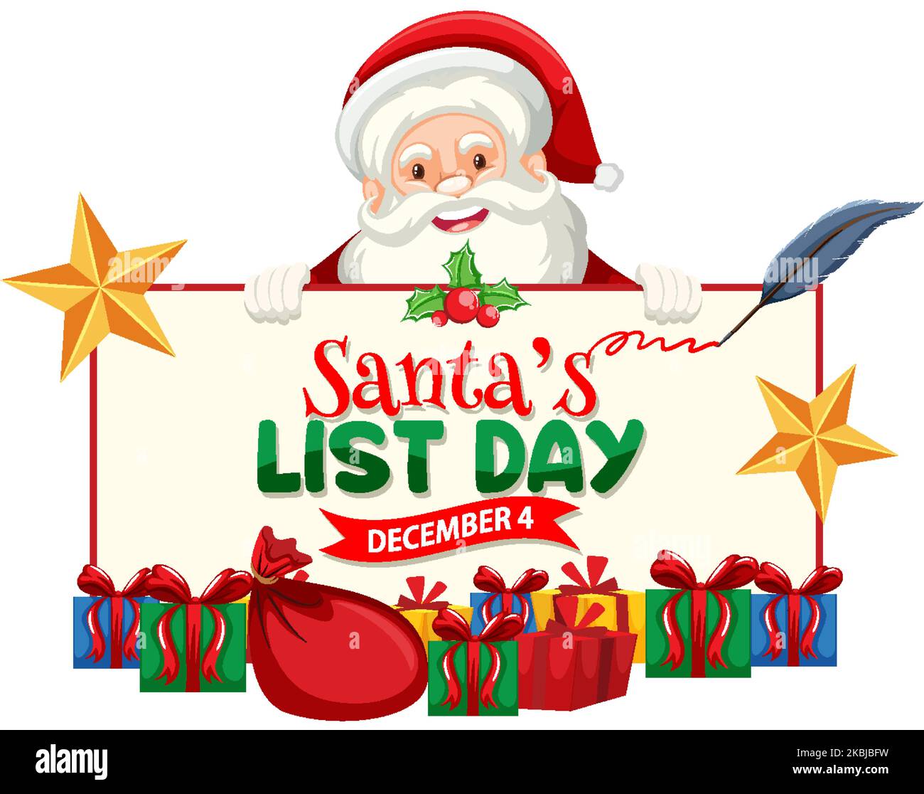 Santa's list day text banner design illustration Stock Vector Image