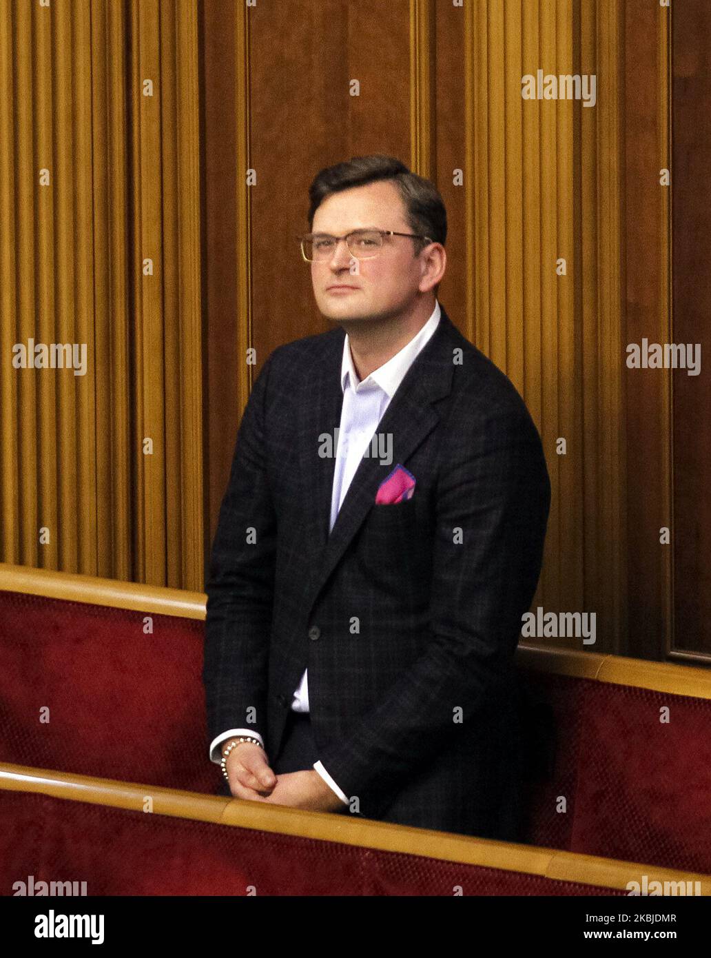 Newly appointed Ukrainian Foreign Minister Dmytro Kuleba attends a session of Ukrainian Parliament, in Kyiv, Ukraine, on 04 March, 2020. Ukrainian Parliament voited for appointment of new Ukraine's Prime minister and newly the Cabinet of Ministers. (Photo by STR/NurPhoto) Stock Photo