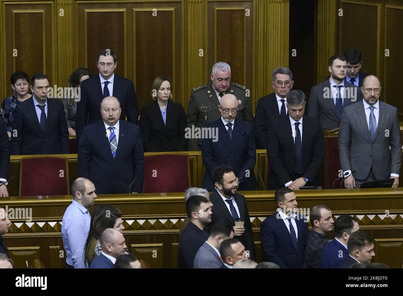 Members of the newly appointed cabinet of ministers during extraordinary session of Ukrainian Parliament in Kyiv, Ukraine, 04 March 2020 (Photo by Maxym Marusenko/NurPhoto) Stock Photo