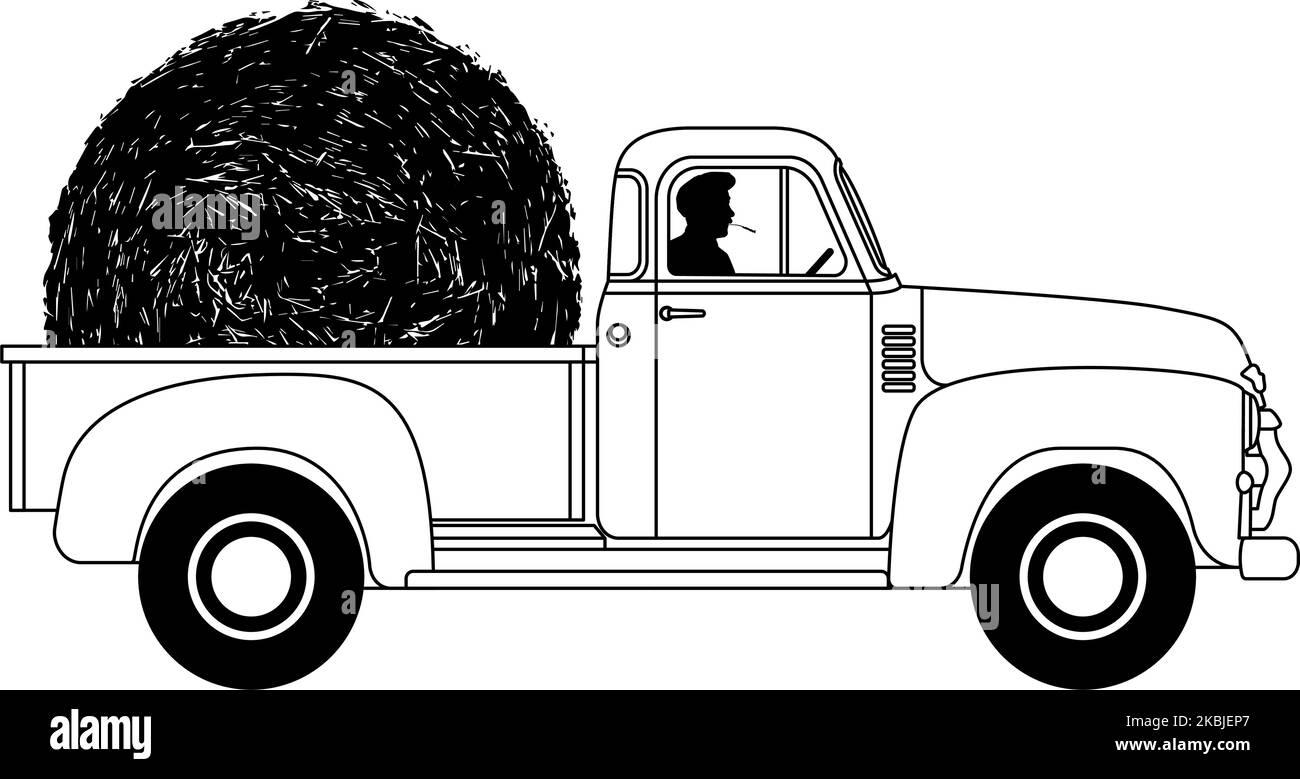 An old American pick-up with a large loading area Stock Vector