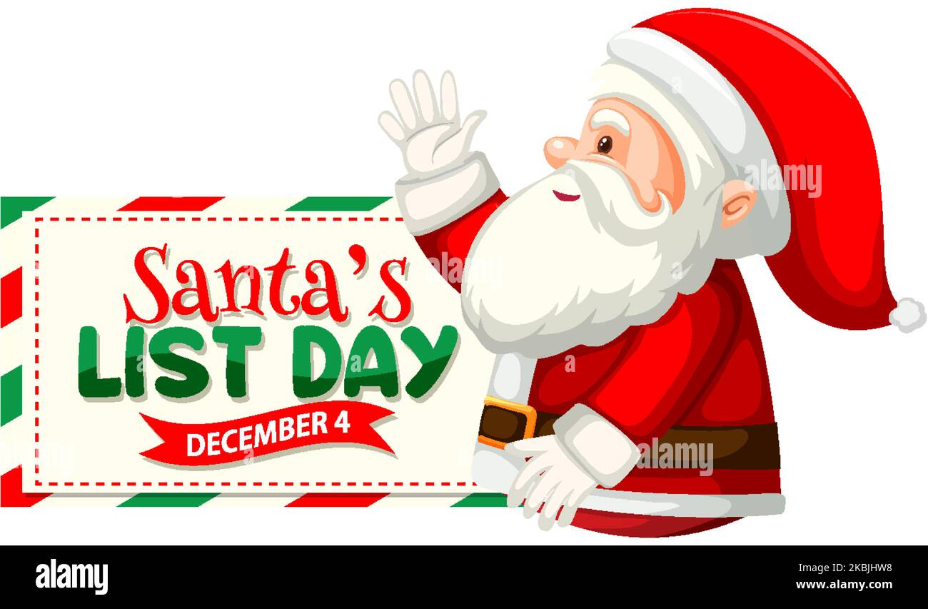 Santa's list day text banner design illustration Stock Vector Image