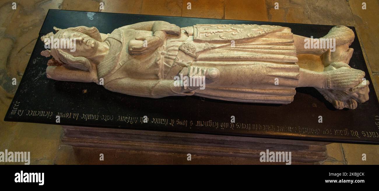 effigy of Charles I of Anjou, d. 1285, carved 1326,  Saint-Denis basilica, Paris, France Stock Photo