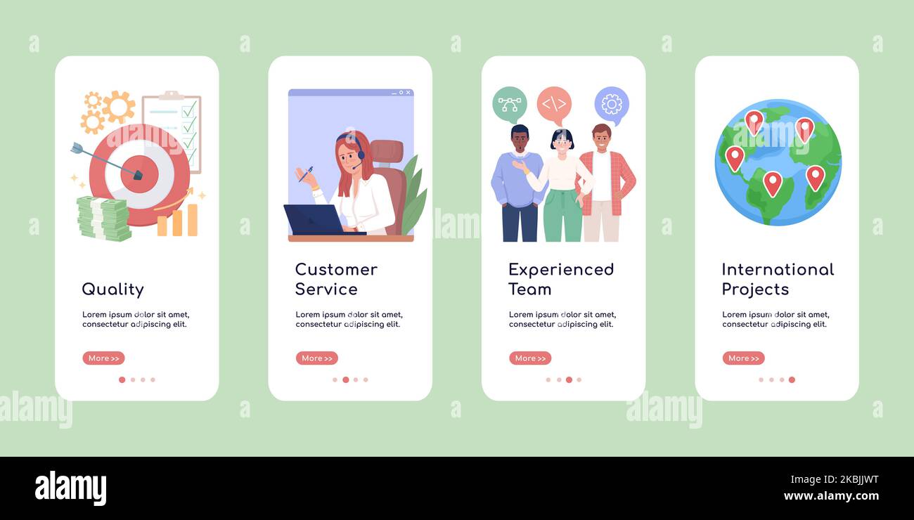 Choose right company onboarding mobile app screen flat template Stock Vector