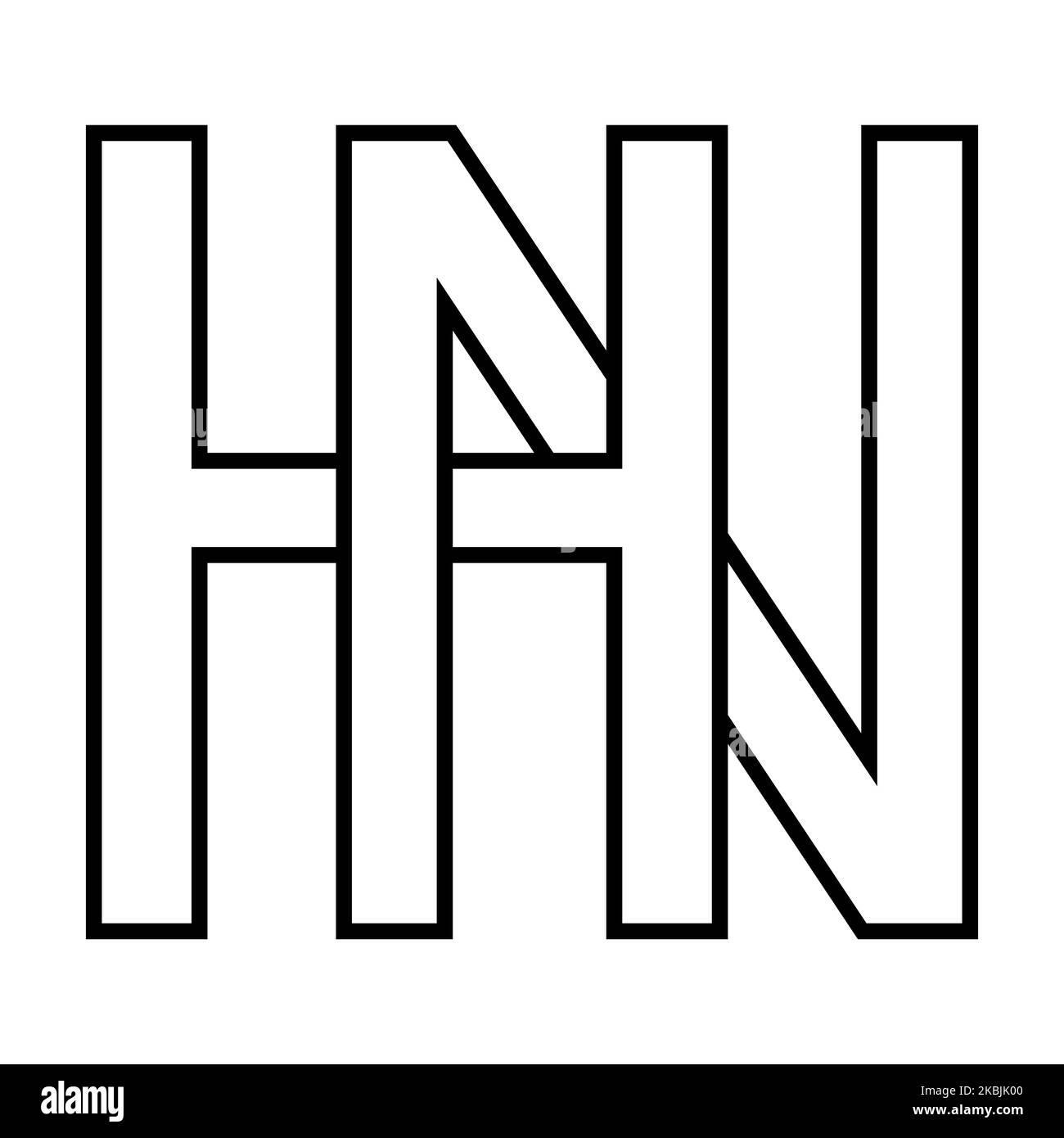 Logo sign hn nh icon nft interlaced letters n h Stock Vector