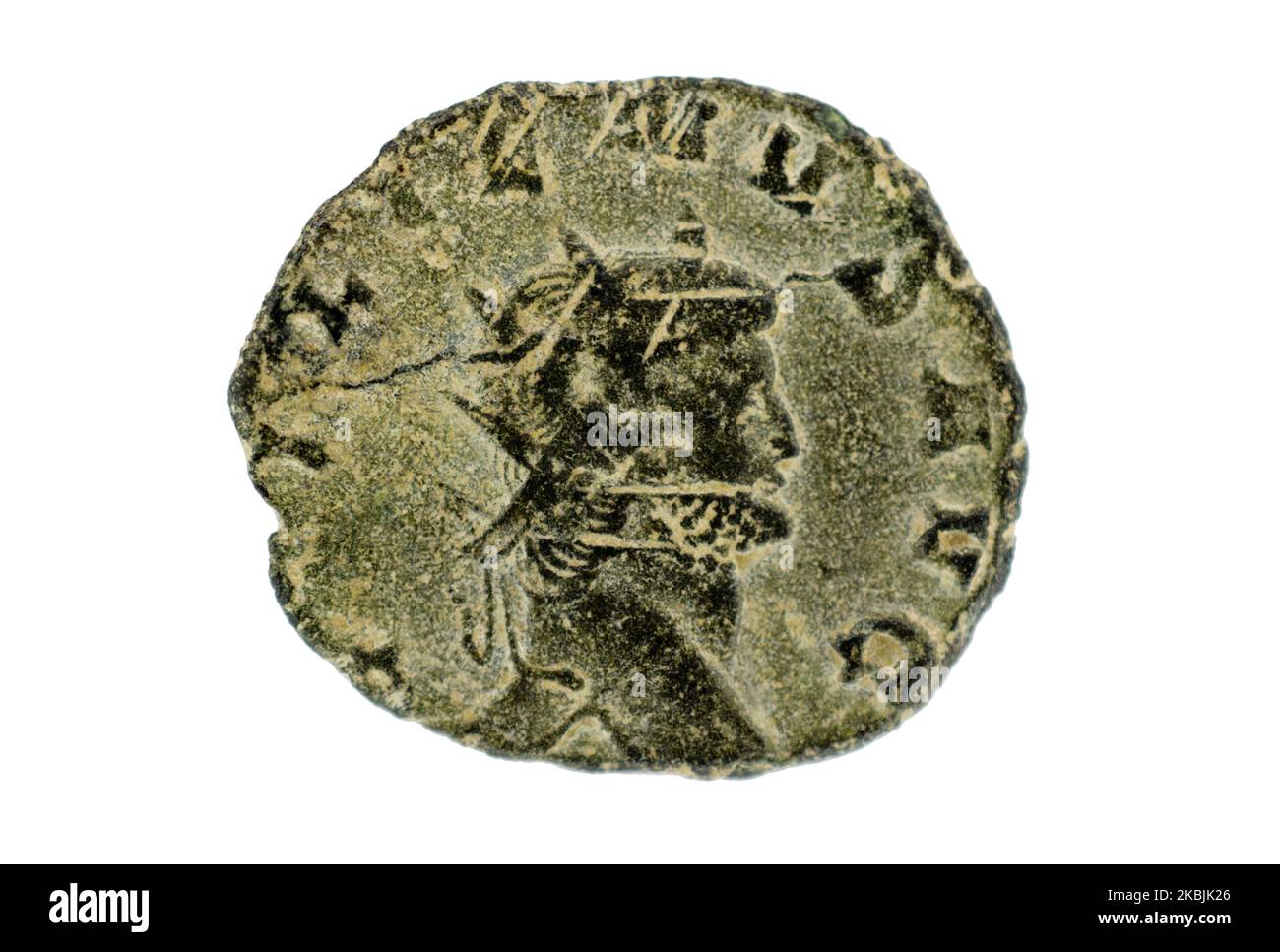 The obverse of a Roman coin, an antoninianus showing Aurelian (c. 270-275 AD). Stock Photo