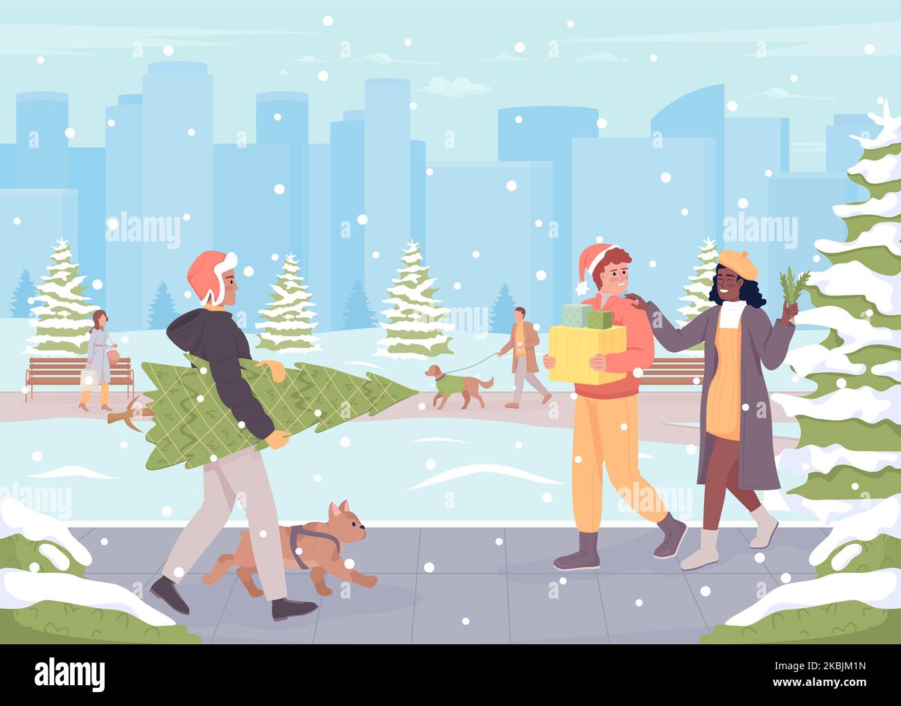 Winter park flat color vector illustration Stock Vector Image & Art - Alamy