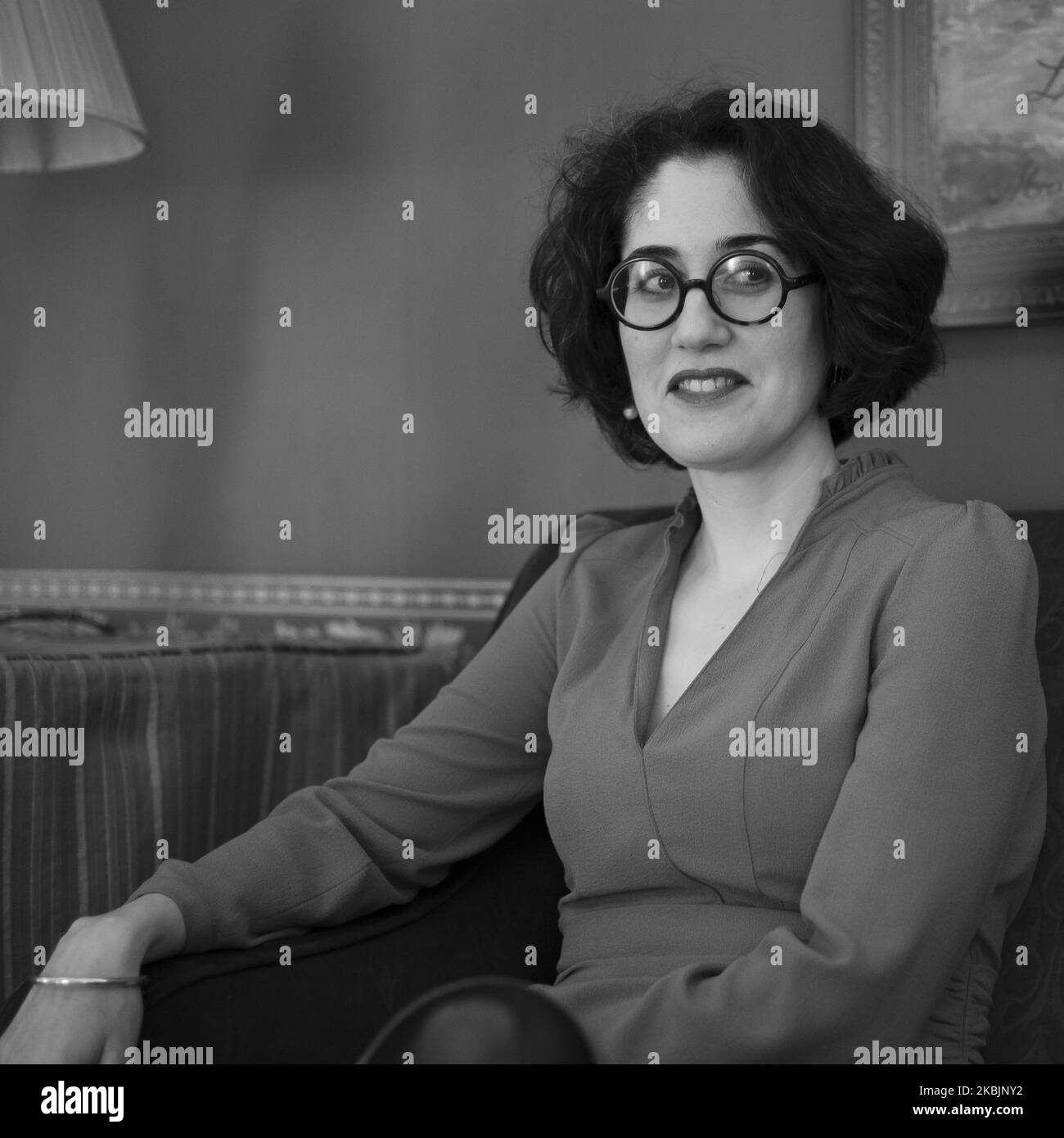 (EDITOR'S NOTE: This Image has been converted to black and white) the stage director Mariame Clement poses during the portrait session in Madrid March 9, 2020 Spain (Photo by Oscar Gonzalez/NurPhoto) Stock Photo