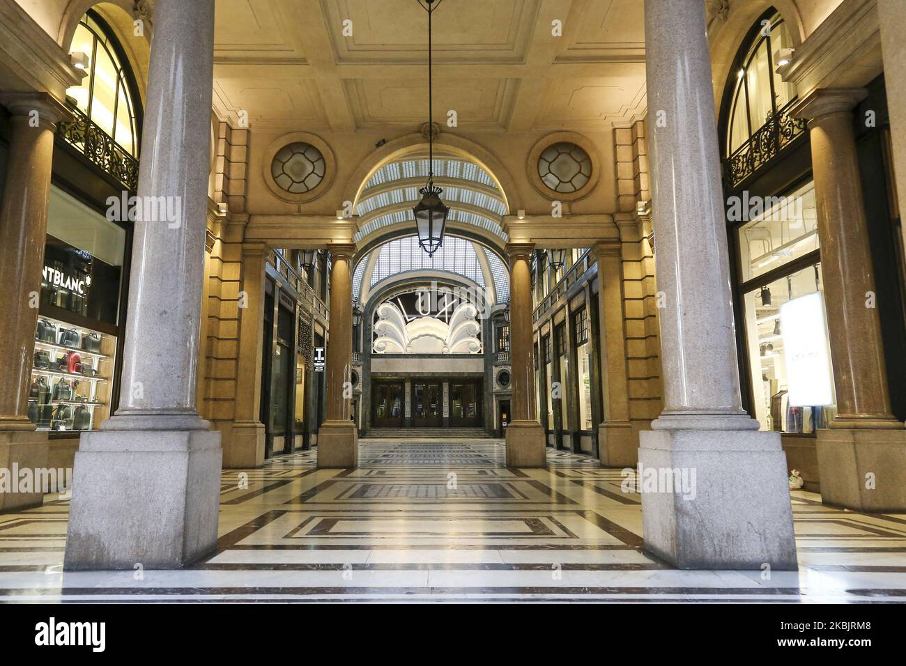 A view of Galleria San Federico, in the center of Turin, on March 10, 2020, deserted after Italy imposed unprecedented national restrictions on Tuesday to its 60 million people to control the deadly COVID-19 coronavirus. (Photo by Massimiliano Ferraro/NurPhoto) Stock Photo