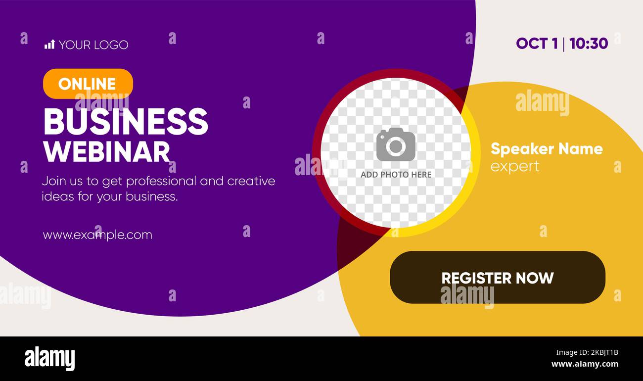 Business online webinar social media post template with a place for a