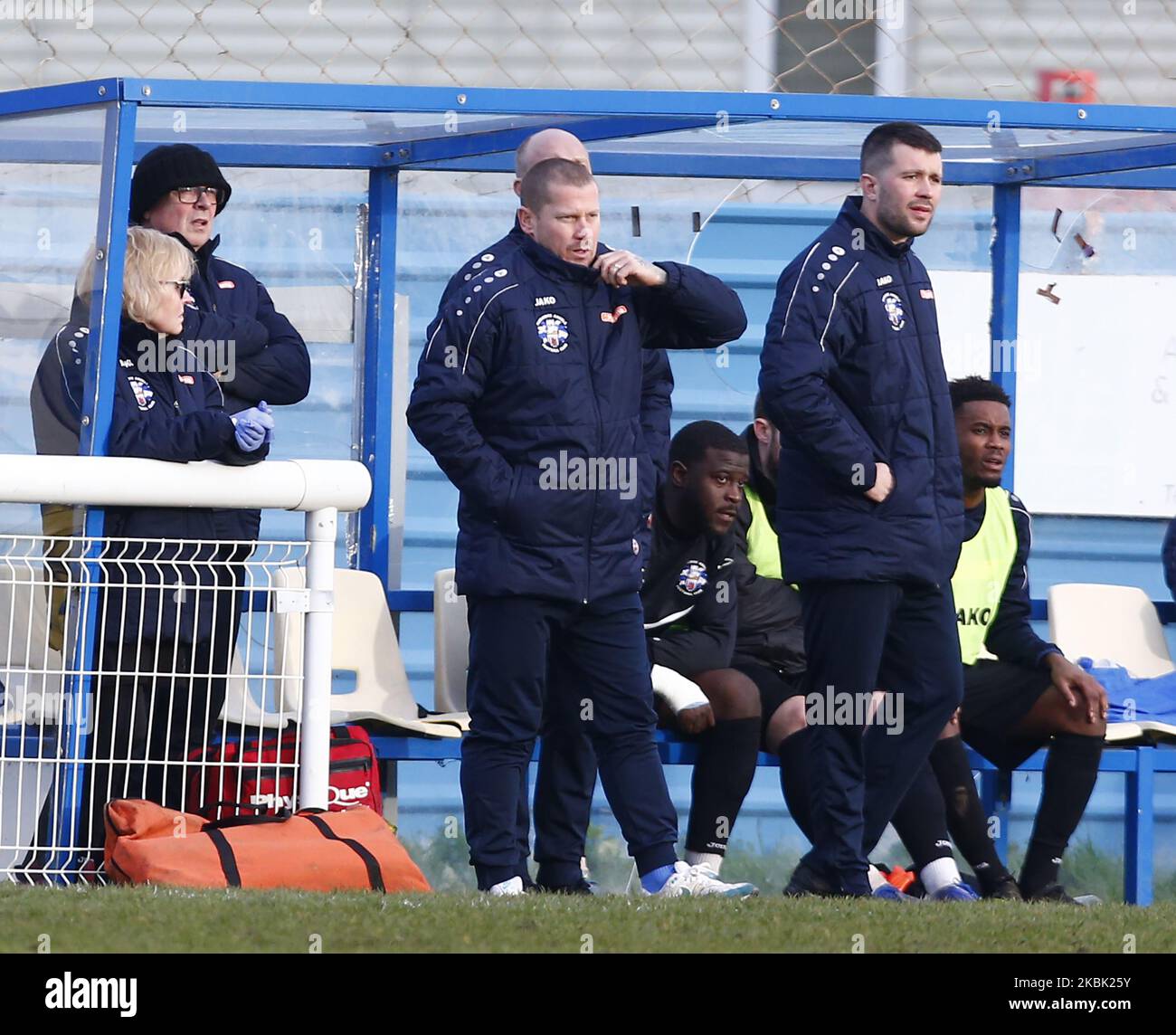 Steve McKimm Coach of Tonbridge Angels during the Vanarama National League South Match between Concord Rangers and Tonbridge Angels at Thames Road, Canvey Island, on the 14 March 2020. (Photo by Action Foto Sport/NurPhoto) Stock Photo