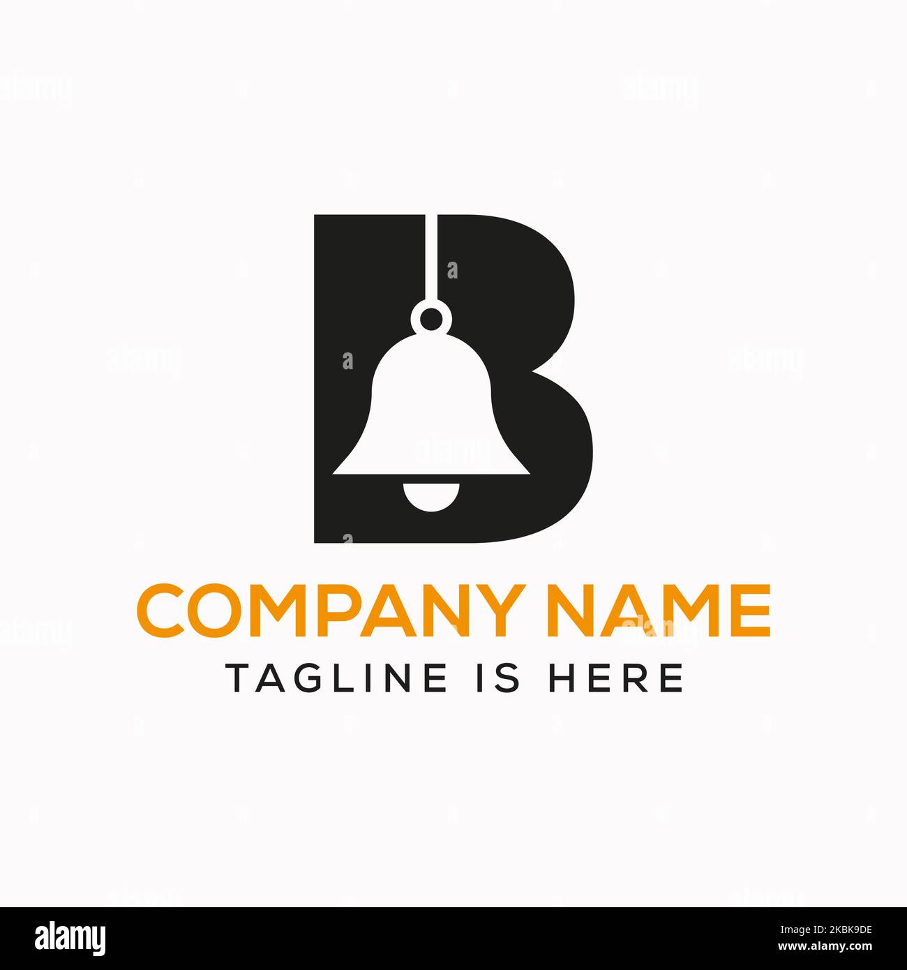 Letter B Cowbell Logo Concept With Hanging Bell Symbol Vector Template
