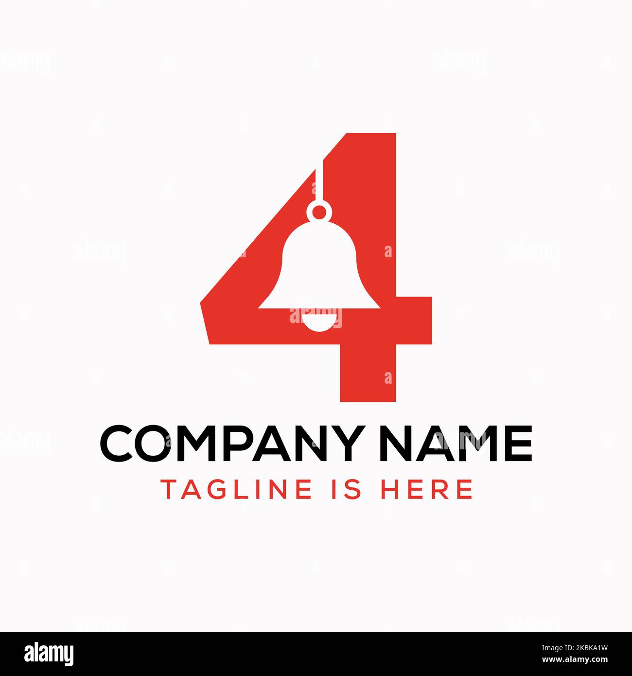 Letter 4 Cowbell Logo Concept With Hanging Bell Symbol Vector Template