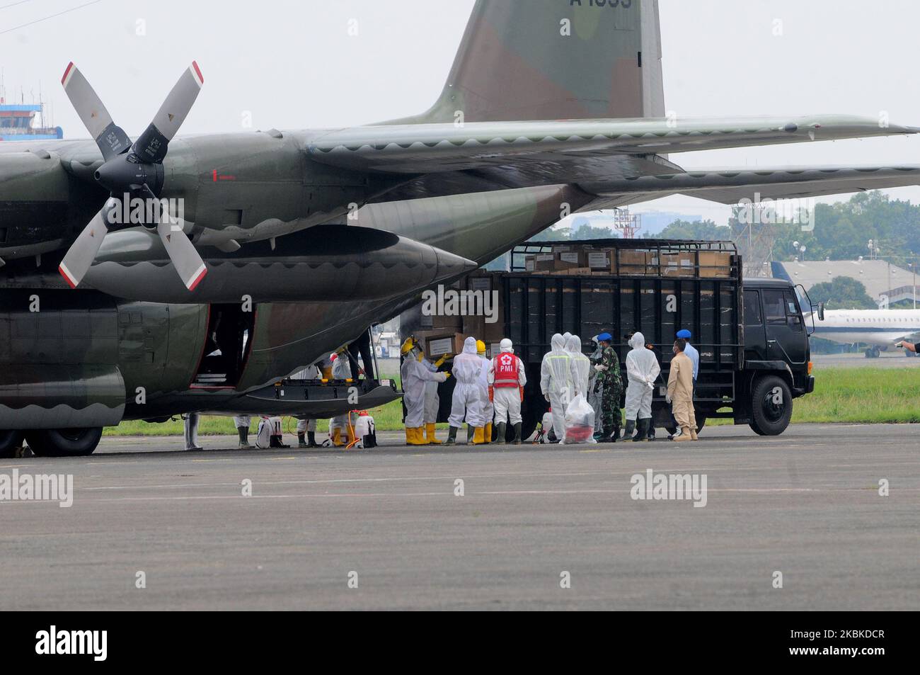 Indonesian Air Force C130 Hercules aircraft carrying COVID19 medical