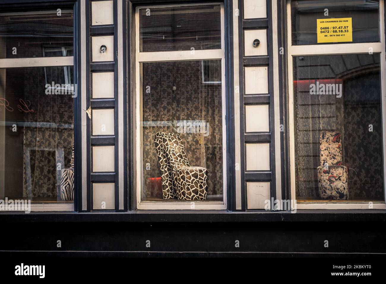 Red Light Districts is seen closed in the cultural city of Gent due the COVID19 virus pandemic