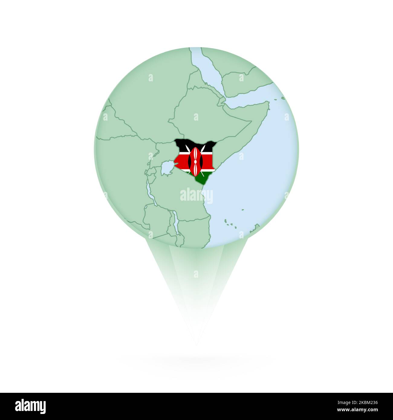 Kenya map, stylish location icon with Kenya map and flag. Green pin icon. Stock Vector