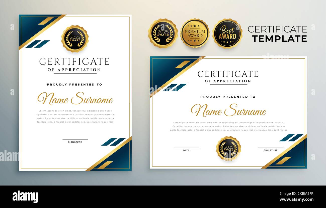 certificate of achievement business template set of two vector Stock