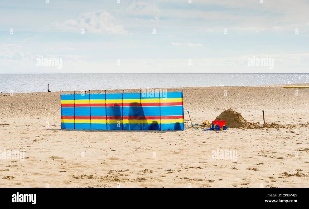 Windbreak on south beach Lowestoft Suffolk 2022 Stock Photo