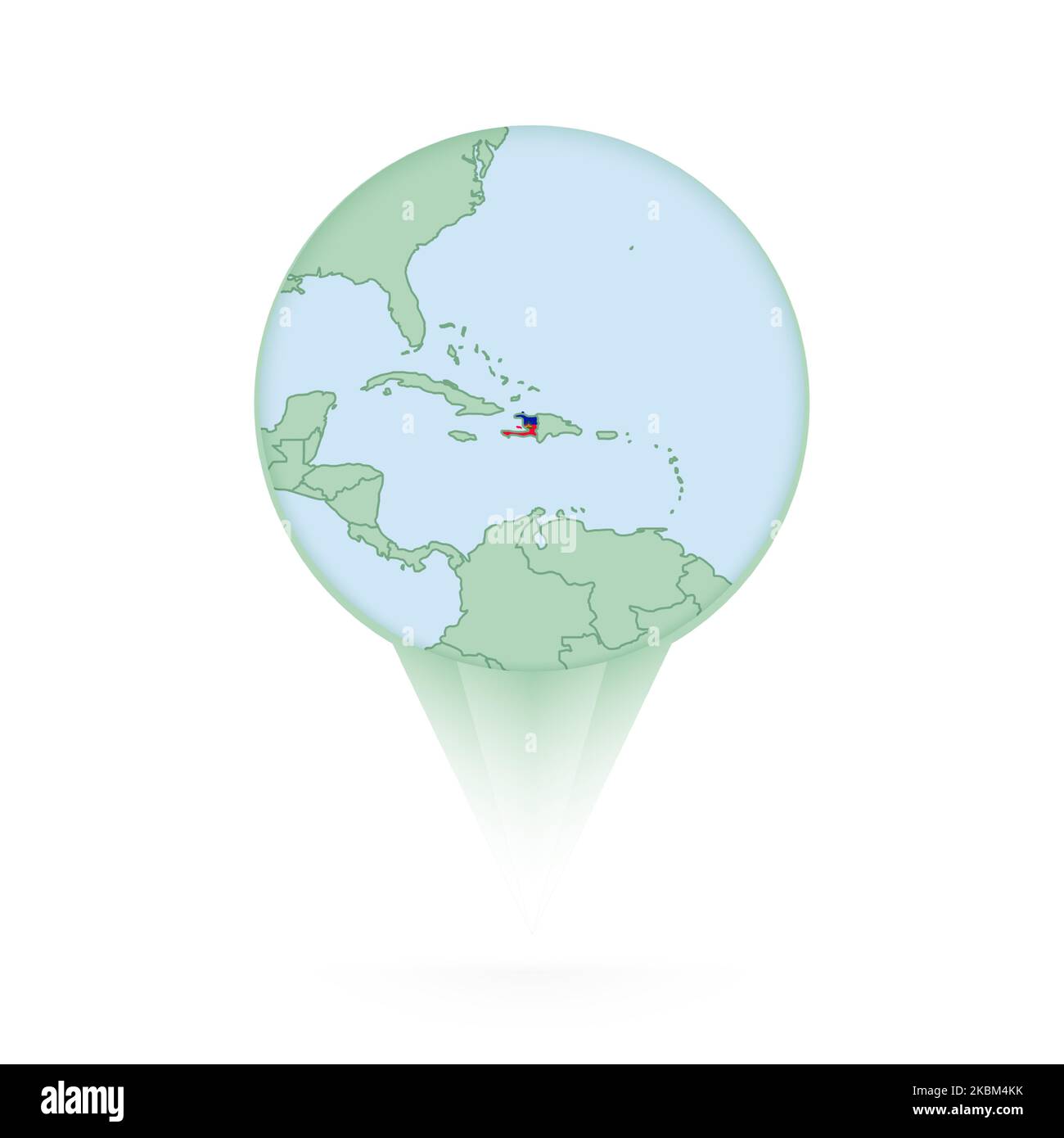 Haiti map, stylish location icon with Haiti map and flag. Green pin