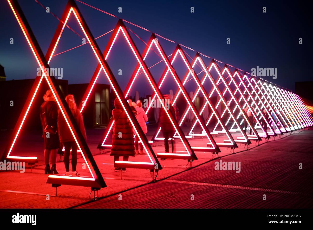 The Gate of Lights installation. Light Festival in Copenhagen, Denmark
