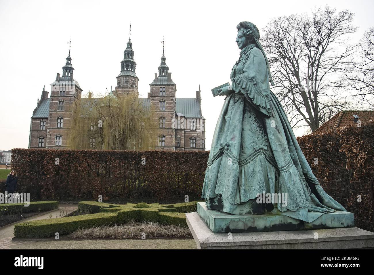 Statue of Queen Caroline Amalie of Augustenburg in Rosenborg Castle Gardens or The Kings Garden in Copenhagen, Denmark on February 7, 2020. (Photo by Maxym Marusenko/NurPhoto) Stock Photo