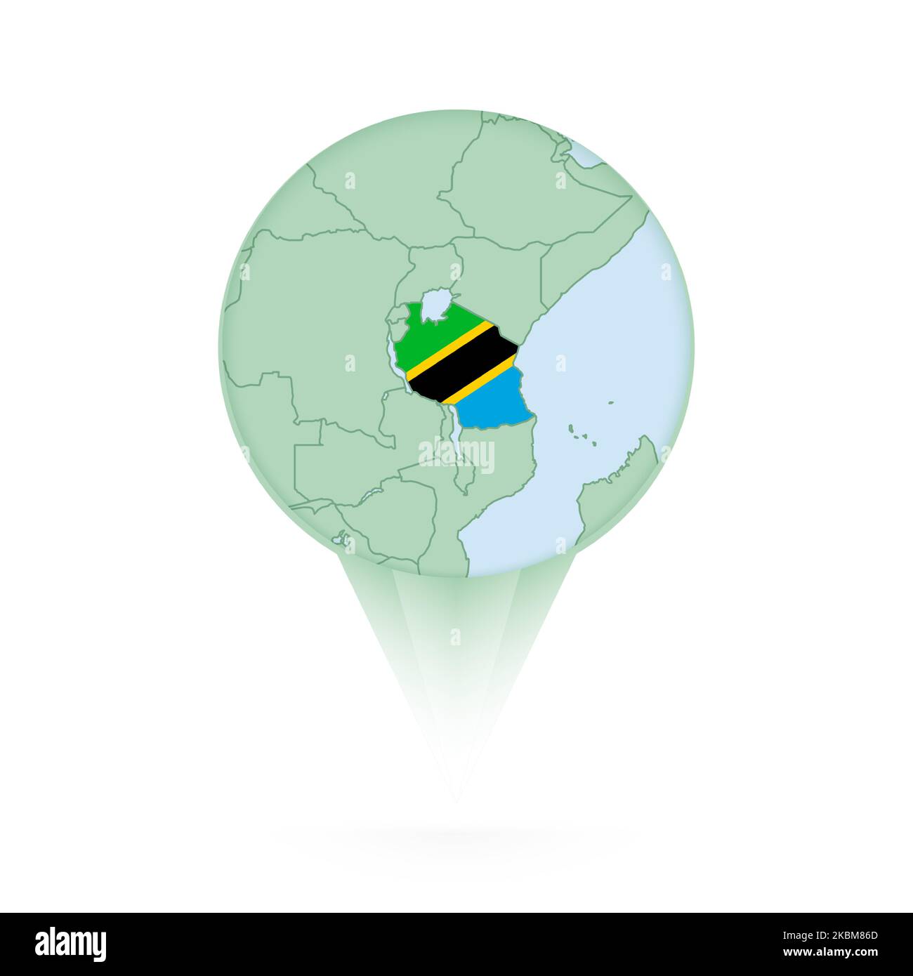 Tanzania map, stylish location icon with Tanzania map and flag. Green ...