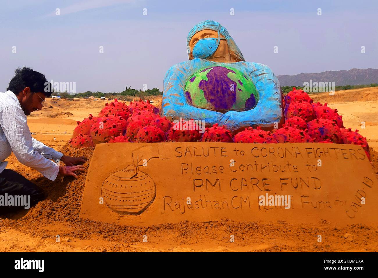 Indian Sand Artist Ajay Rawat created Sand Sculpture during a
