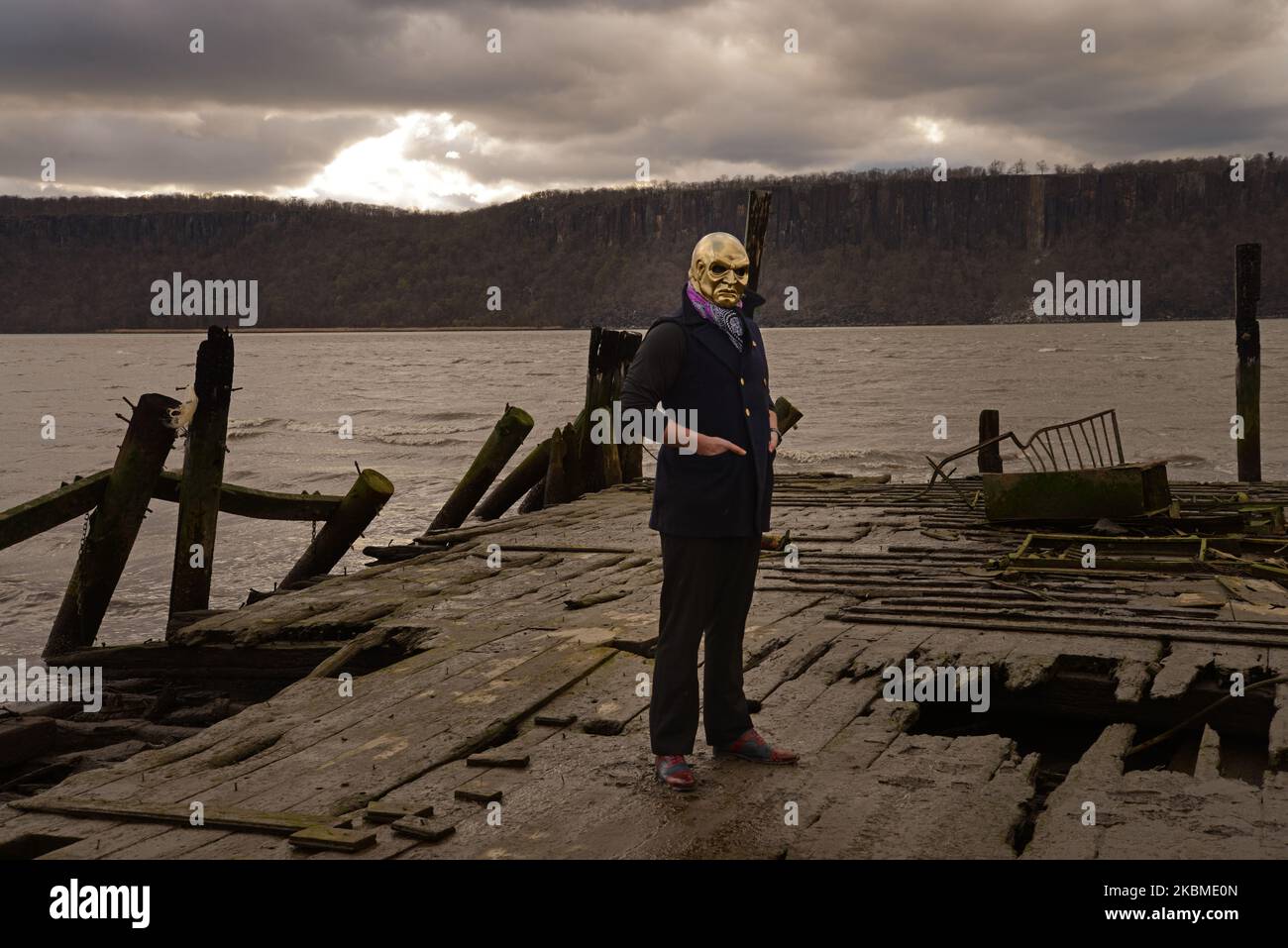 Creative New Yorkers in Creative Quarantine Masks: Justin Fornal, Yonkers, Explorer and Television Host (Photo by B.A. Van Sise/NurPhoto) Stock Photo