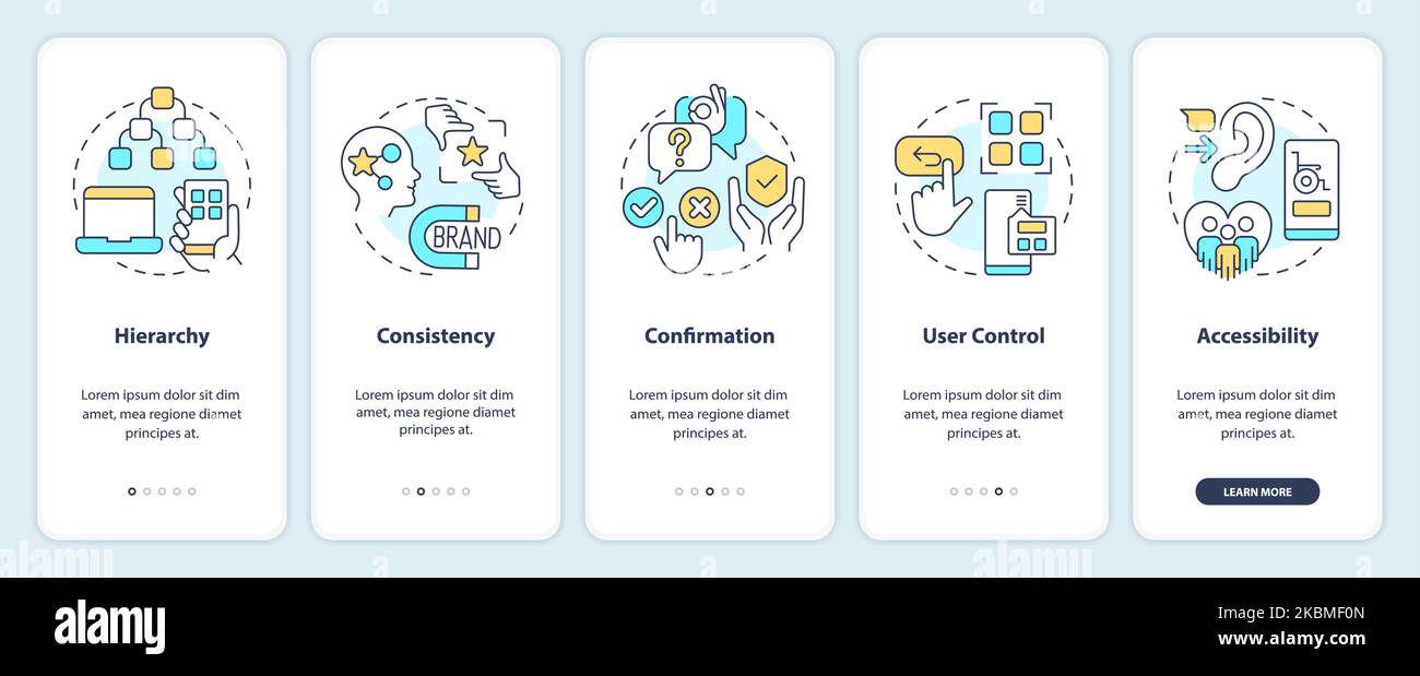 Basics of user experience design onboarding mobile app screen Stock ...