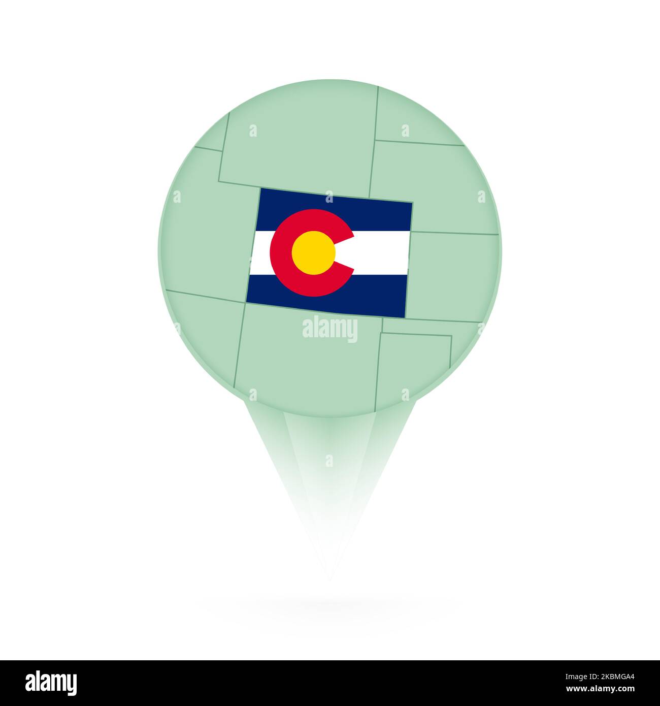 Colorado map, stylish location icon with Colorado map and flag. Green pin icon Stock Vector