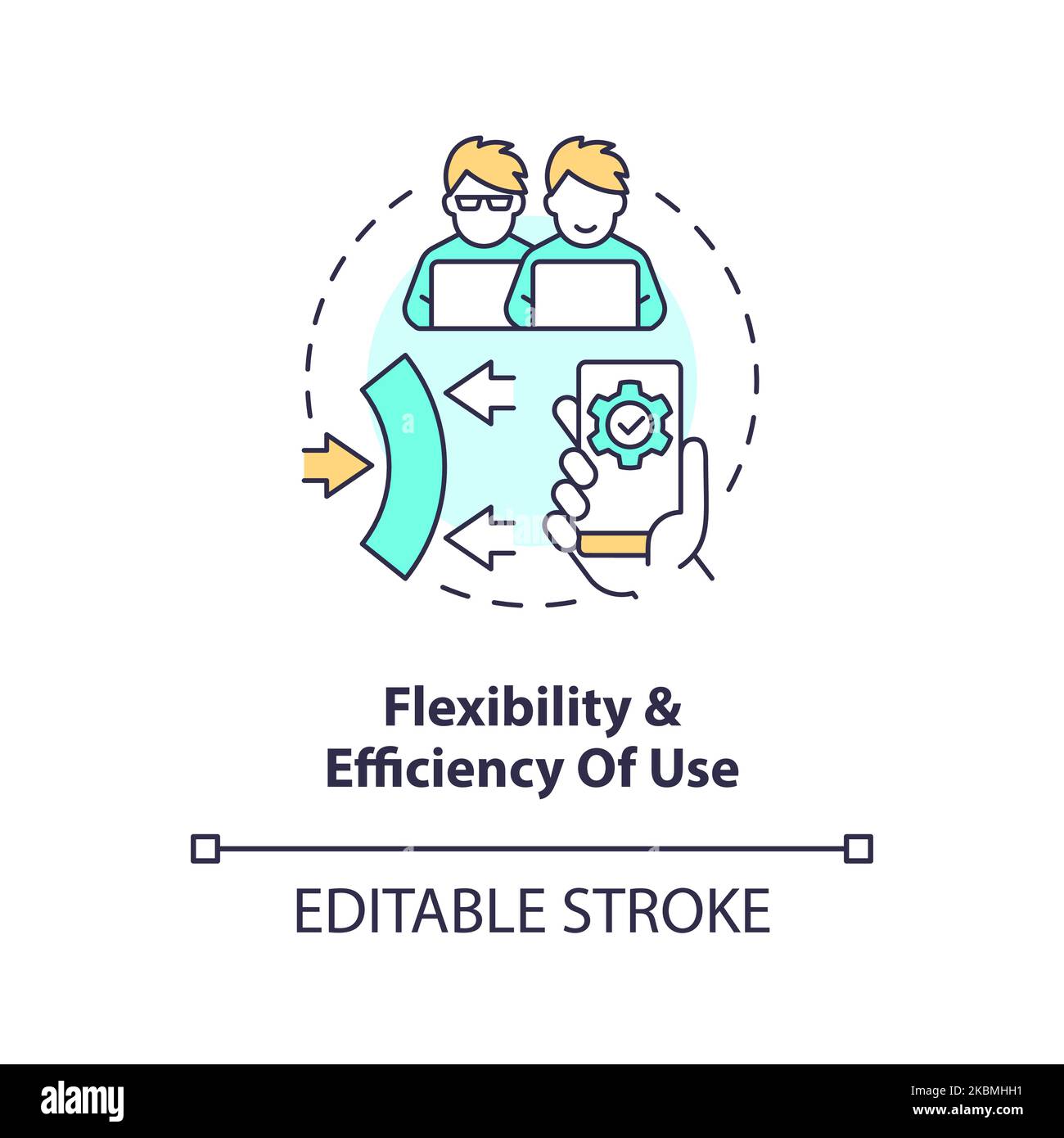 Flexibility and efficiency of use concept icon Stock Vector